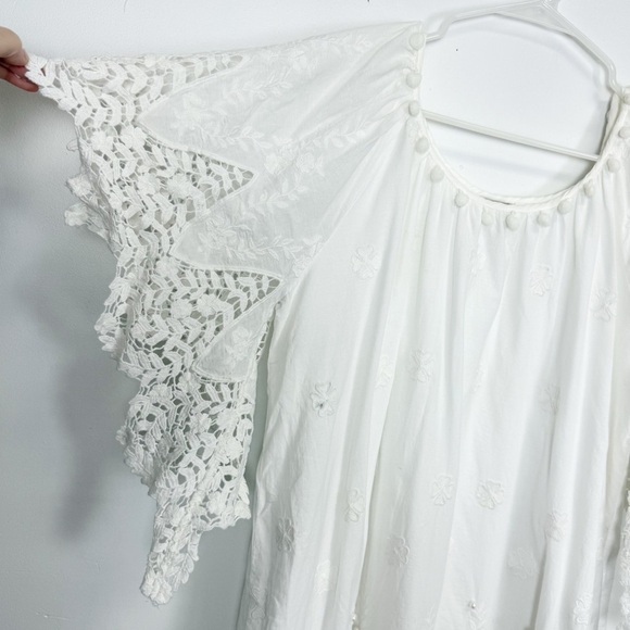 Karakorum Dress Womens Size M/L White Stripe Faux Pearl Lace Cotton - Picture 3 of 14